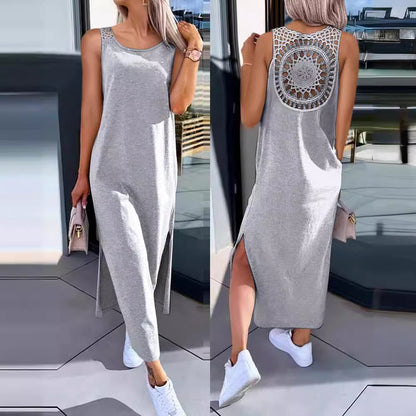 Damklänning maxi – Avslappnad passform – Spetsrygg