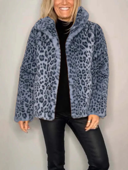 Dam Kappa – Fuskpäls – Oversize Passform – Notchkrage – Leopardmönster