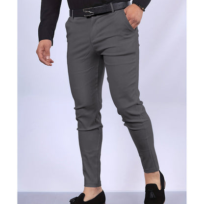 Herrkostymbyxa – Slim Fit – Vävd Struktur – Fuskficka – Helfodrad Formell Stil