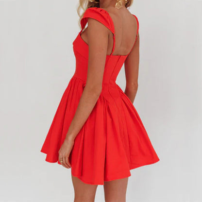 Damklänning – Ärmlös Miniklänning – Figurnära Liv – Plisserad A-linjekjol