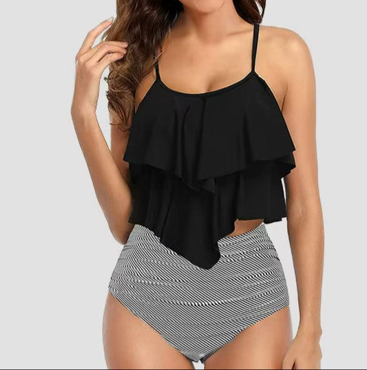 Dam Tankini Set – Flowy Passform – Empiremidja – Andningsbart Tyg – Rund Halsringning