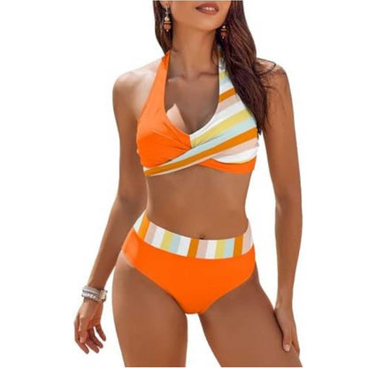 Dam Bikini Set – Push-Up Halterneck – Underdel med hög midja – Andningsbar Stretchpassform