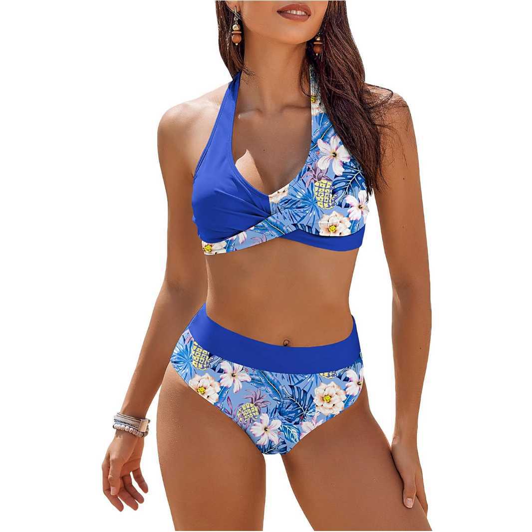 Dam Bikini Set – Push-Up Halterneck – Underdel med hög midja – Andningsbar Stretchpassform