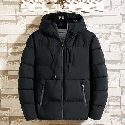 Herr Hooded Jacka – Slim Fit – Vadderad Quiltad – Fodrad med Bomull – Dragkedja