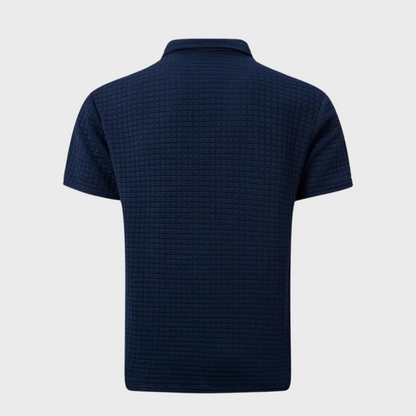 Herr pikétröja – Slim Fit – Mjukstickad – Kontrastkrage – Texturerad design