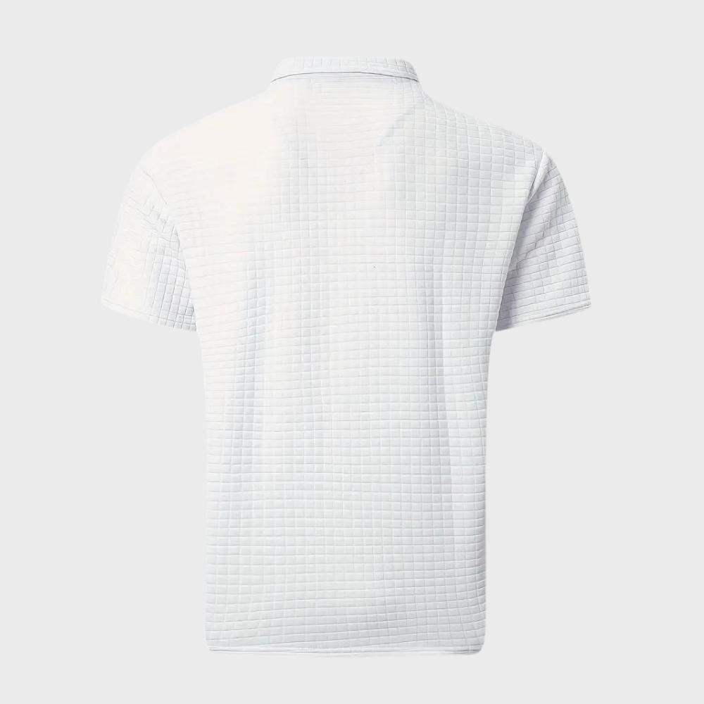 Herr pikétröja – Slim Fit – Mjukstickad – Kontrastkrage – Texturerad design