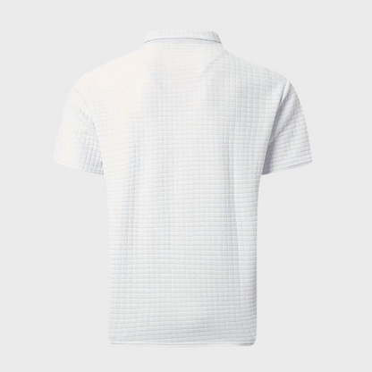 Herr pikétröja – Slim Fit – Mjukstickad – Kontrastkrage – Texturerad design