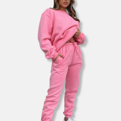 Dam Loungewear Set – Avslappnad Passform – Långärmad Top – Joggers med Dragsko