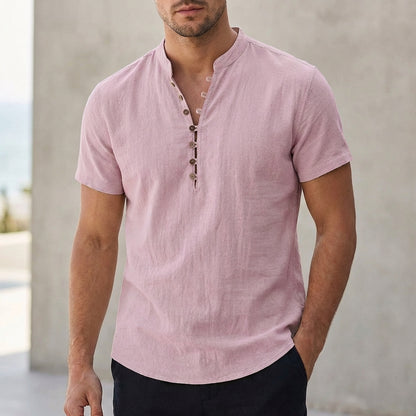 Men’s Lightweight Linen Short Sleeve Shirt with Relaxed Fit