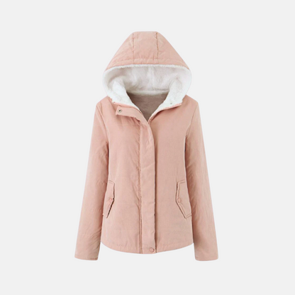 Damjacka med Huva – Vadderad Quiltad Design – Fleecefodrad – Knappstängning