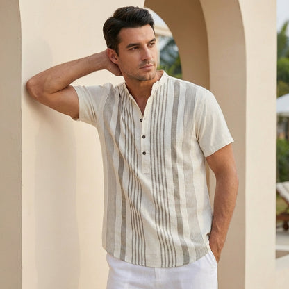 Men’s Lightweight Short Sleeve Linen Shirt with Relaxed Fit