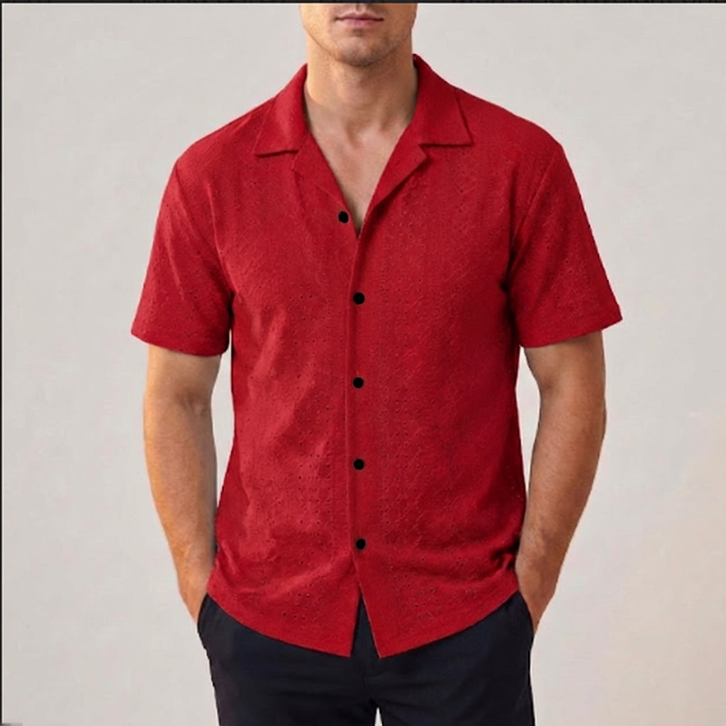Men’s Lightweight Short Sleeve Button-Up Shirt with Relaxed Fit