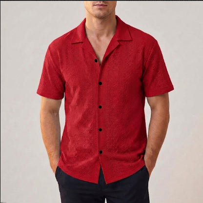 Men’s Lightweight Short Sleeve Button-Up Shirt with Relaxed Fit