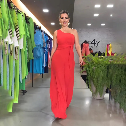 Dam Jumpsuit - One-Shoulder Design - Vida Ben - Midjeband Elegant Passform