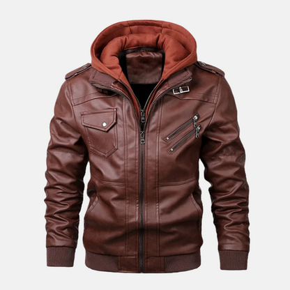 Herr Bomberjacka – Slim Fit – Fuskskinn – Huva i Lager-på-lager-stil – Urbana Detaljer