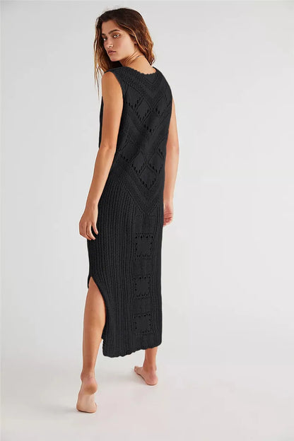 Damklänning i mesh – Avslappnad passform – V-ringning – Geometriskt mönster – Midilängd