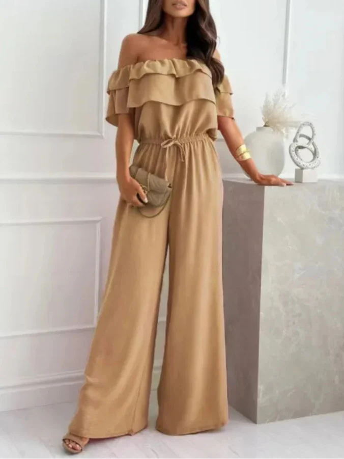 Dam Jumpsuit – Off Shoulder – Volangkrage – Vida Ben – Justerbar Midja – Luftigt Tyg