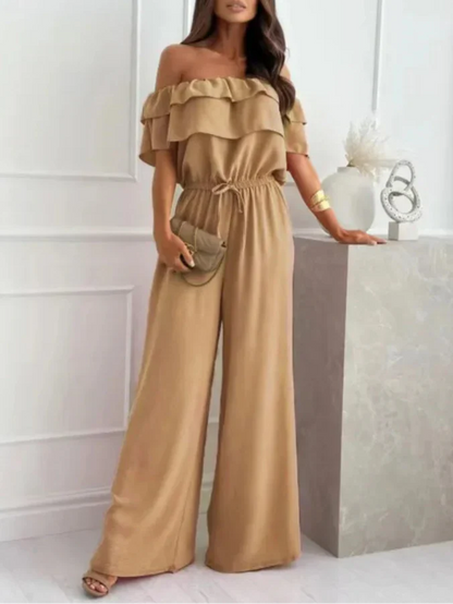 Dam Jumpsuit – Off Shoulder – Volangkrage – Vida Ben – Justerbar Midja – Luftigt Tyg
