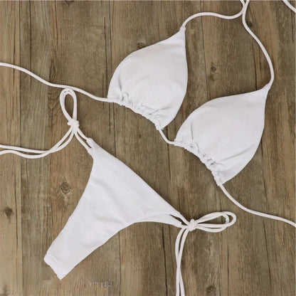Dam Bikini Set – Triangelmodell – Justerbara Band – Låg Midja – Minimal Täckning