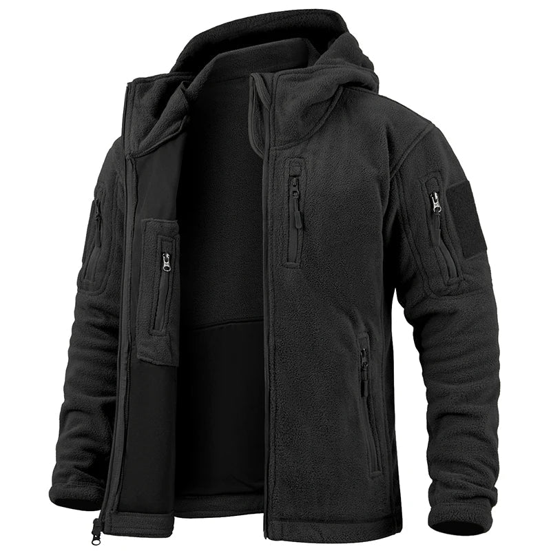 Herrjacka i fleece – Normal passform – Huva – Flera fickor – Full dragkedja