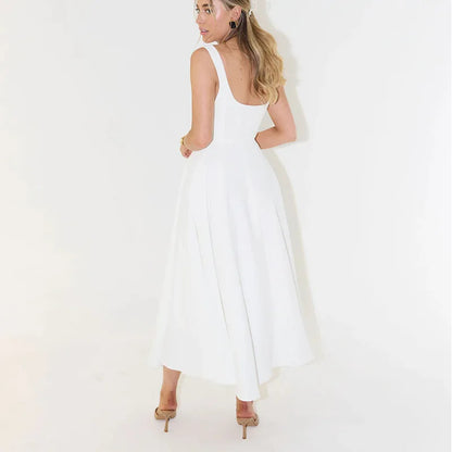 Damklänning - Ärmlös Midi - Figurnära Liv & A-linjeskärning - Elegant & Tidlös