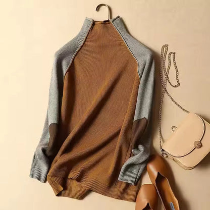 Damtröja – Avslappnad Passform – Ribbstickat – Halvpolo – Raglanärm – Armbågslapp – Tunn Lengd