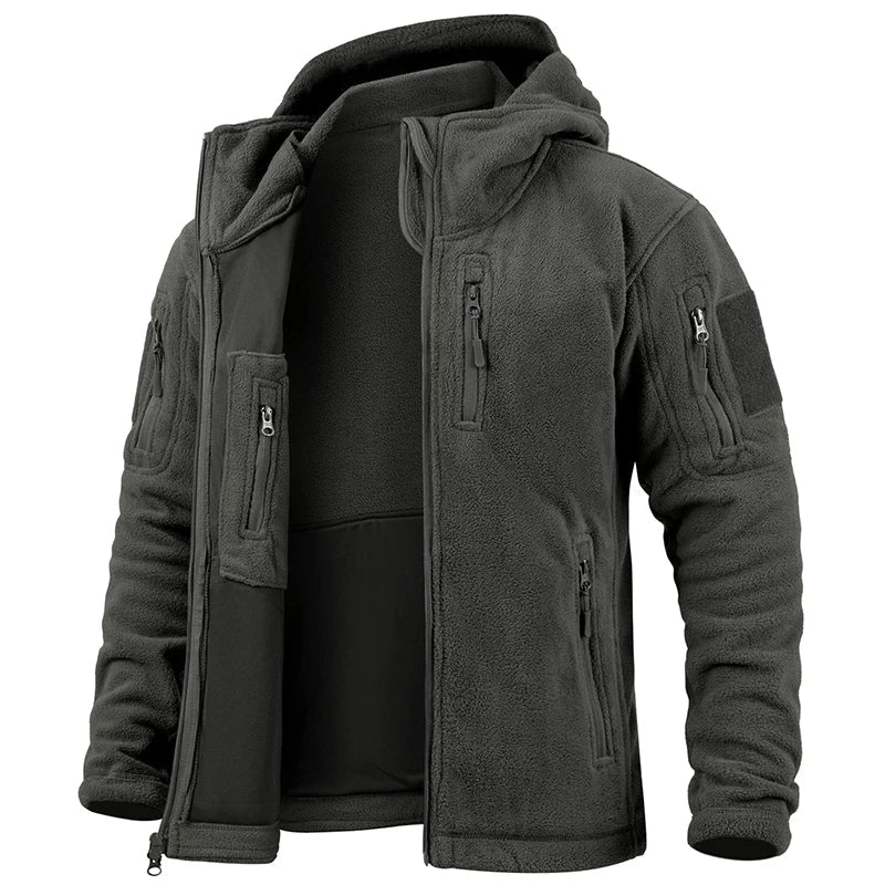 Herrjacka i fleece – Normal passform – Huva – Flera fickor – Full dragkedja