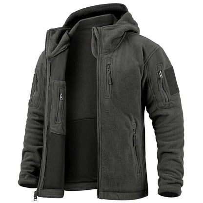 Herrjacka i fleece – Normal passform – Huva – Flera fickor – Full dragkedja