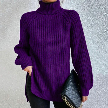 Damtröja med turtleneck – Lös passform – Ribbstickad – Lång ärm – Vardagsstil