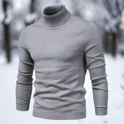 Herr Polotröja - Stickad med Ribbad Detalj - Slim Fit - Långärmad Elegant Design