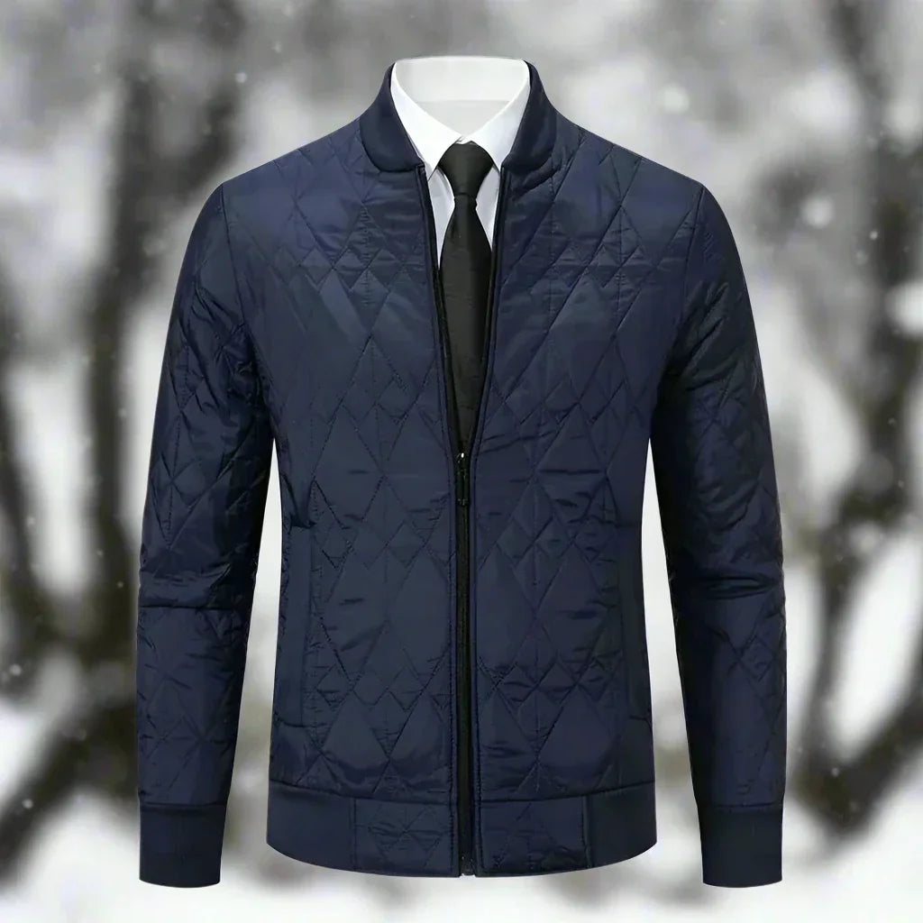 Herr Bomberjacka – Quiltad Design – Normal Passform – Ribbad Krage – Vadderad Värme