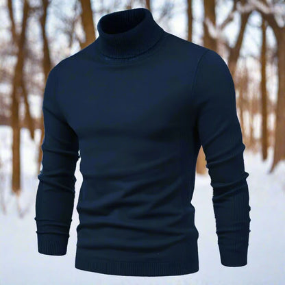 Herr Polotröja - Stickad med Ribbad Detalj - Slim Fit - Långärmad Elegant Design
