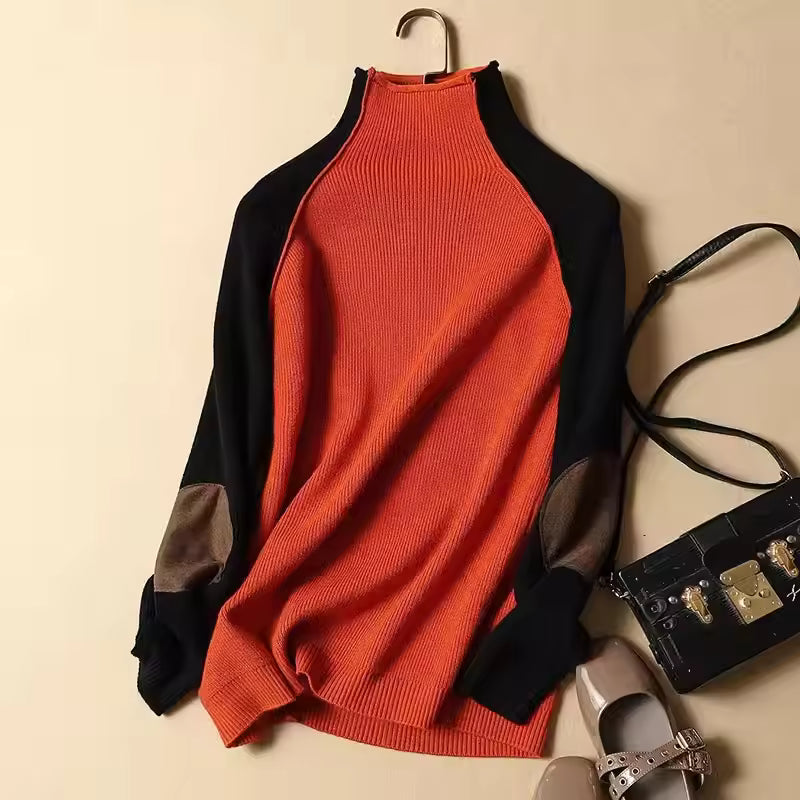 Damtröja – Avslappnad Passform – Ribbstickat – Halvpolo – Raglanärm – Armbågslapp – Tunn Lengd