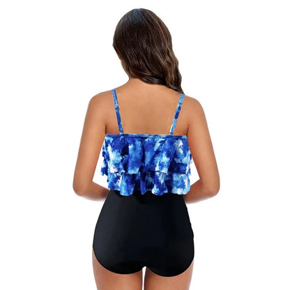 Dam Bikini Set – Rynkad Detalj – Högt Skuren – Volangöverdel – Täckande Passform