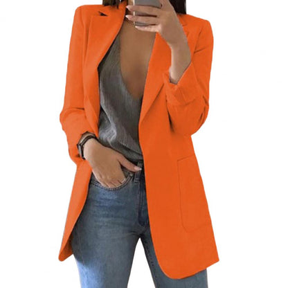 Dam Blazer – Skräddad Passform – Höftlängd – Öppen Front – Stora Fickor – Notchkrage