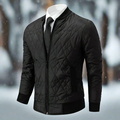 Herr Bomberjacka – Quiltad Design – Normal Passform – Ribbad Krage – Vadderad Värme