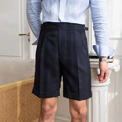 Herrshorts – Skräddarsydd Passform – 100% Bomull – Pressveck – Uppvikt Fåll – Knälång