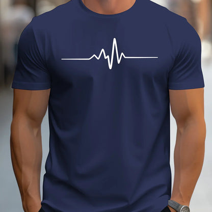 Herr T-shirt – Slim Fit – Mjukstickad – Rundhals – Kort Ärmslut – Grafiskt Tryck