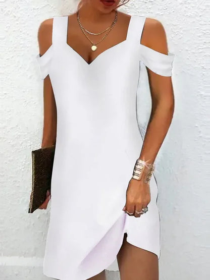 Damklänning - Off Shoulder - V-ringning - Asymmetrisk Skärning - Geometriskt Mönster