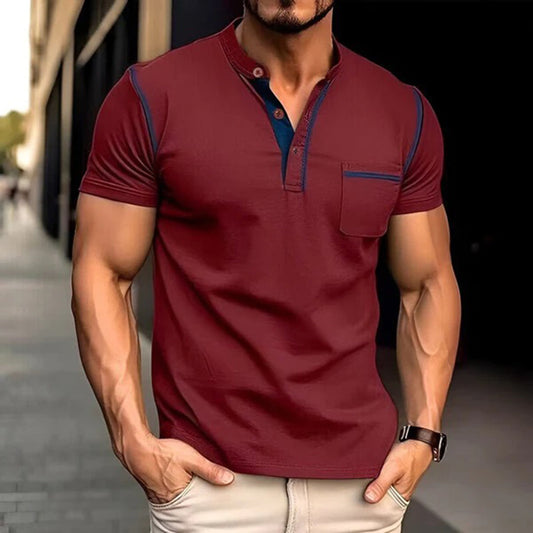 Herrpikétröja – Slim Fit – Andningsbar Mix – Bröstficka – Kort Ärm Vardagsstil