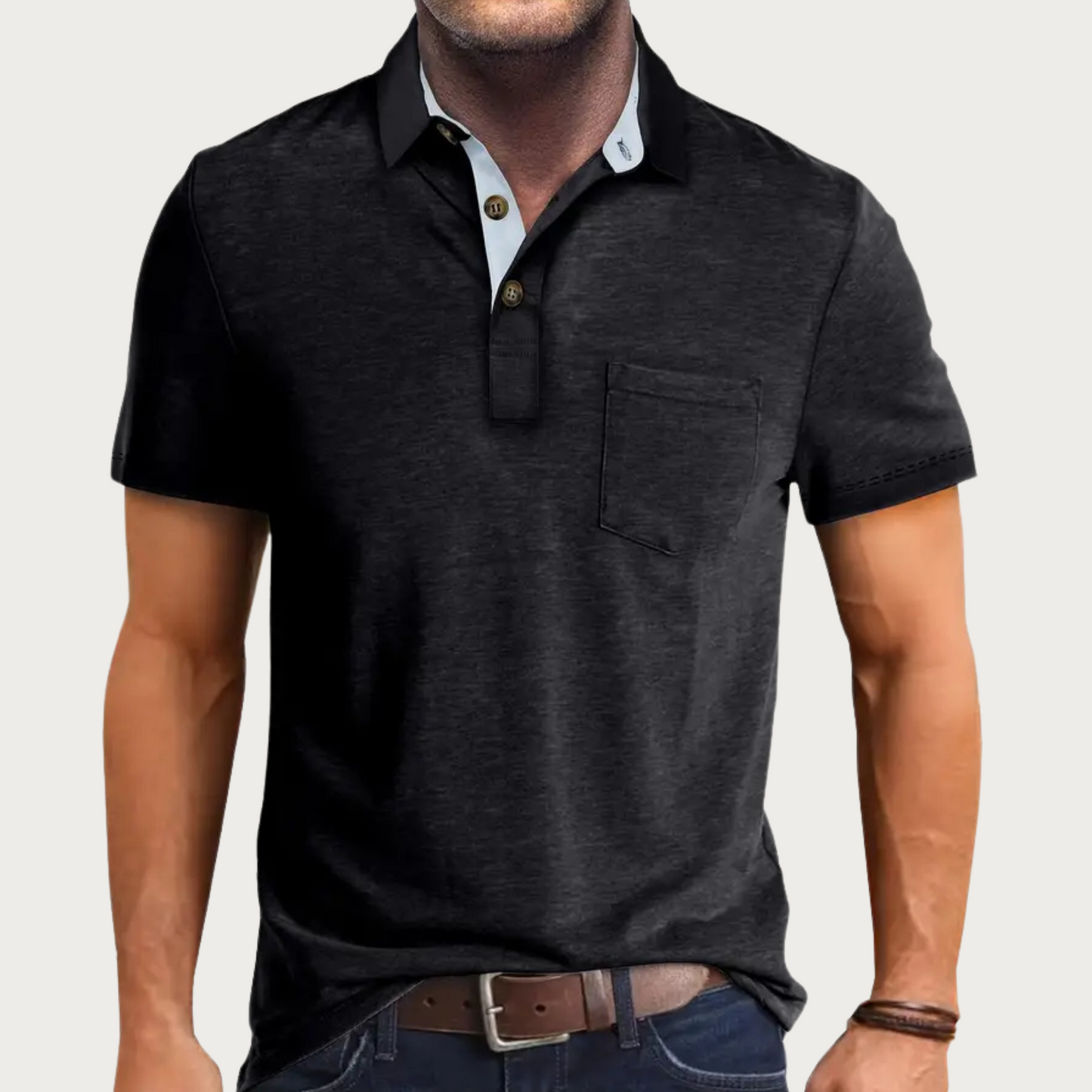 Herrpikétröja – Soft Knit – Regular Fit – Kort Ärm – Bröstficka – Avslappnad Stil