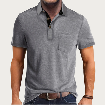 Herrpikétröja – Soft Knit – Regular Fit – Kort Ärm – Bröstficka – Avslappnad Stil