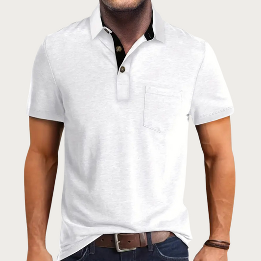 Herrpikétröja – Soft Knit – Regular Fit – Kort Ärm – Bröstficka – Avslappnad Stil