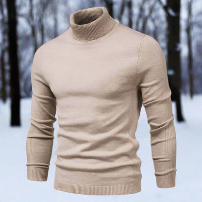Herr Polotröja - Stickad med Ribbad Detalj - Slim Fit - Långärmad Elegant Design