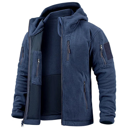 Herrjacka i fleece – Normal passform – Huva – Flera fickor – Full dragkedja