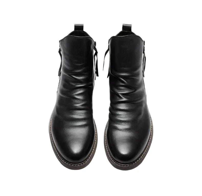 Herr Chelsea boots – Läder – Ankellängd – Dragkedja – Låg klack – Smal passform