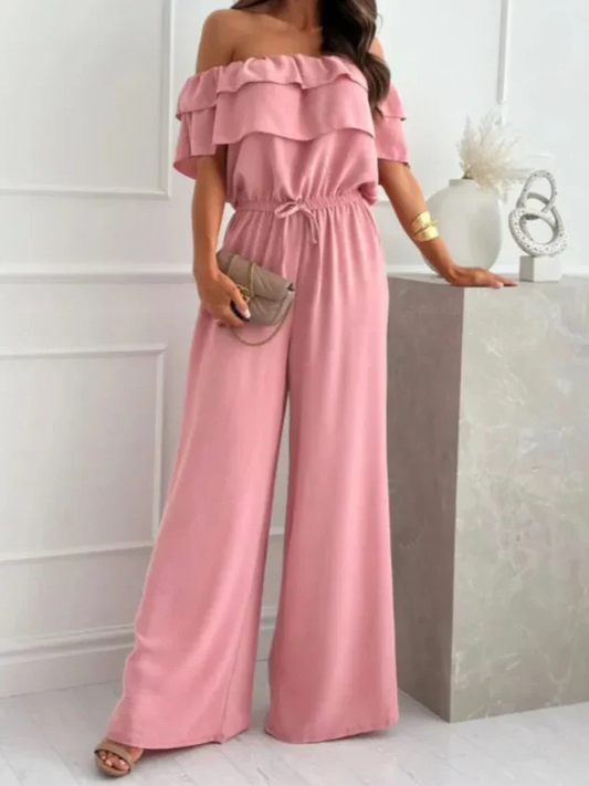 Dam Jumpsuit – Off Shoulder – Volangkrage – Vida Ben – Justerbar Midja – Luftigt Tyg