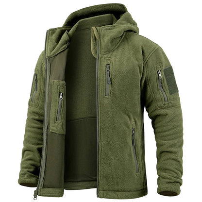 Herrjacka i fleece – Normal passform – Huva – Flera fickor – Full dragkedja