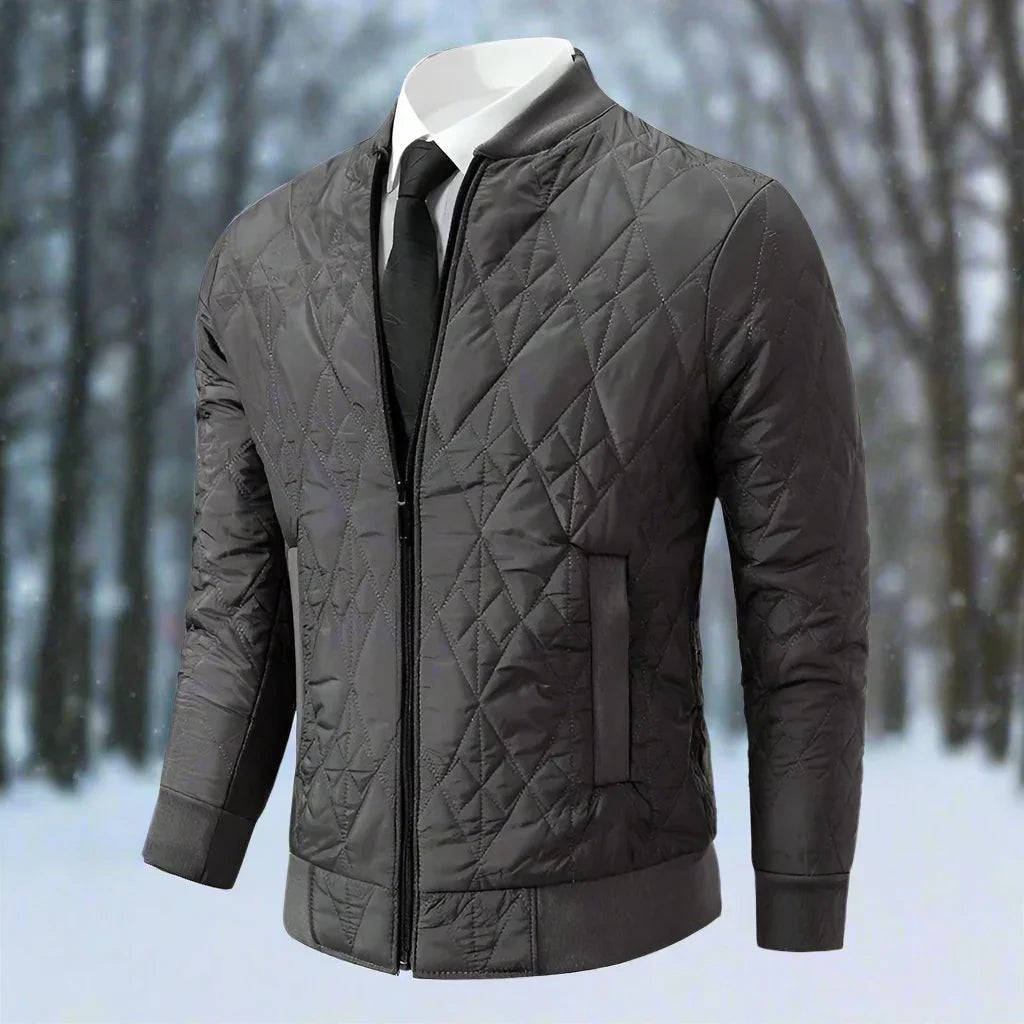 Herr Bomberjacka – Quiltad Design – Normal Passform – Ribbad Krage – Vadderad Värme