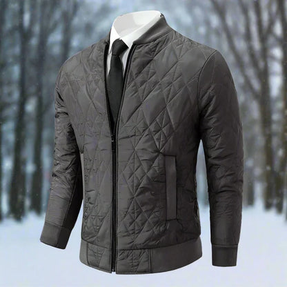 Herr Bomberjacka – Quiltad Design – Normal Passform – Ribbad Krage – Vadderad Värme